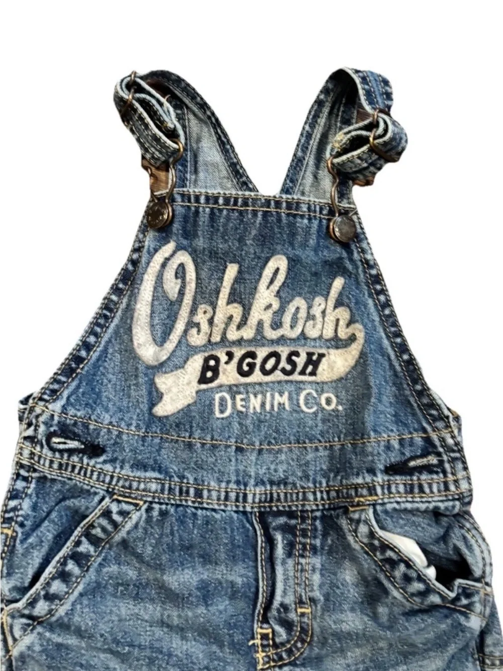 OshKosh B'gosh Washed Blue Denim Overalls with Logo